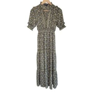 Max Edition Dress XS Maxi Tiered‎ Floral Green Cottagecore Fairy Ditsy Romantic